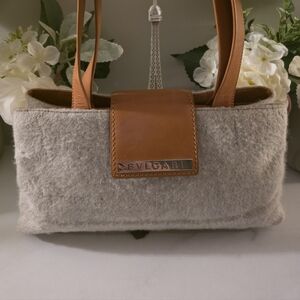Bulgari Tan and Cream Shoulder Bag